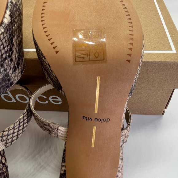 Dolce Vita  Kanika Heels Size 9.5 Sand Snake Embossed Leather Pointed Toe - Picture 13 of 16